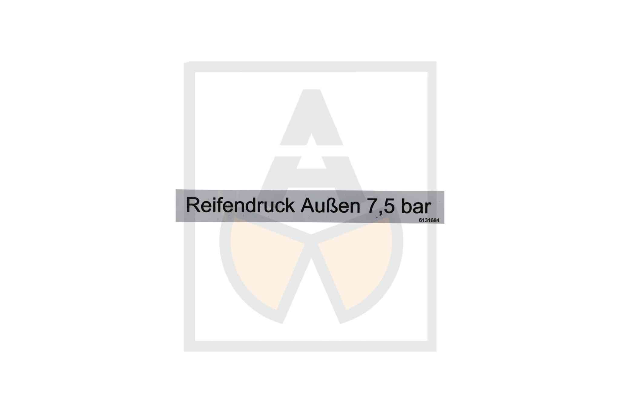 Aufkleber - Reifendruck außen 7,5bar, sw./ws.