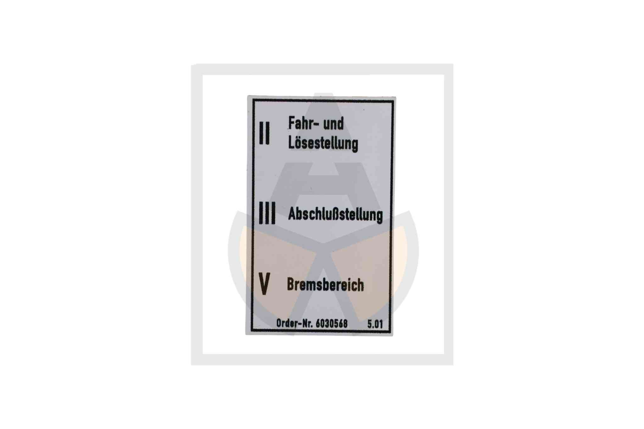 Aufkleber - Führerbremsventil