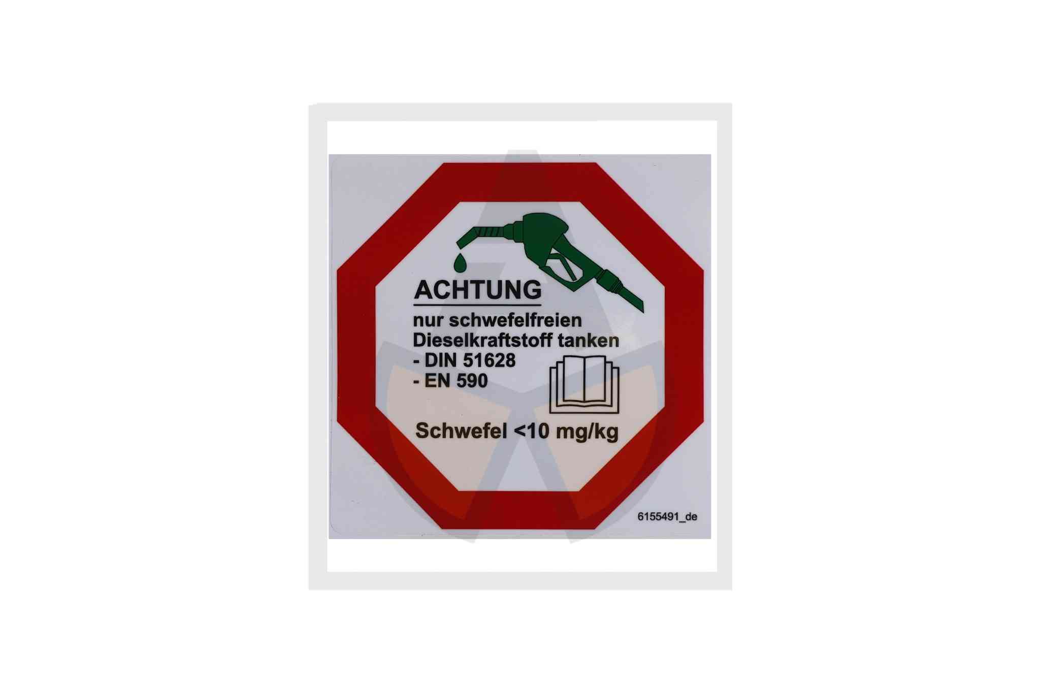 Aufkleber - nur schwefelfreien Diesel tanken