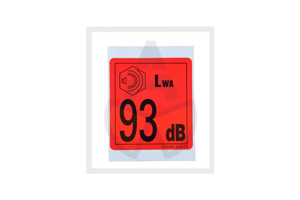 Aufkleber - Schallleistung 93 dB, rt.